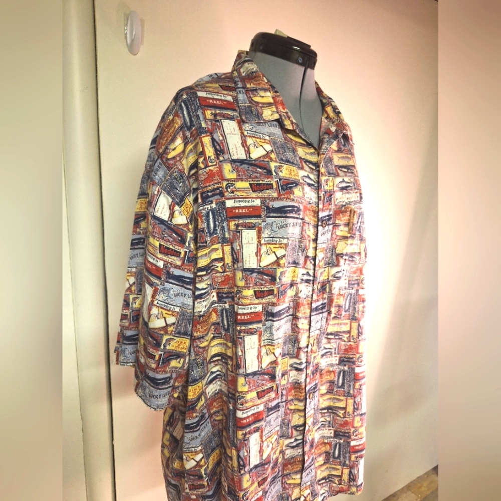 North River 100% Cotton Fishing Theme Shirt,Size XXL